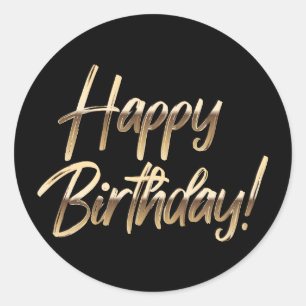 Happy Birthday Stickers Black en Gold