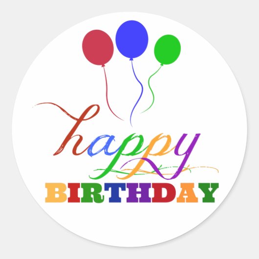 Happy Birthday Stickers Colorful Balloons (Voorkant)