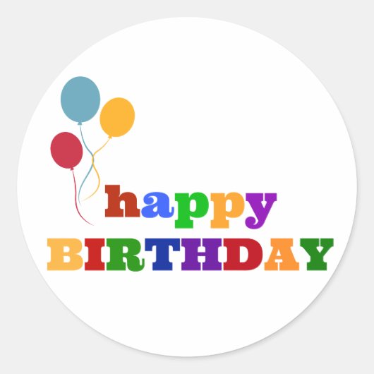 Happy Birthday Stickers Colorful Balloons (Voorkant)