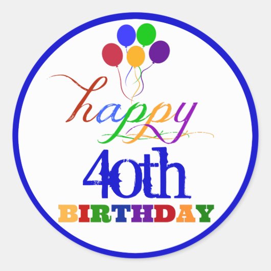 Happy Birthday-stickers met aangepaste leeftijd Ronde Sticker (Voorkant)