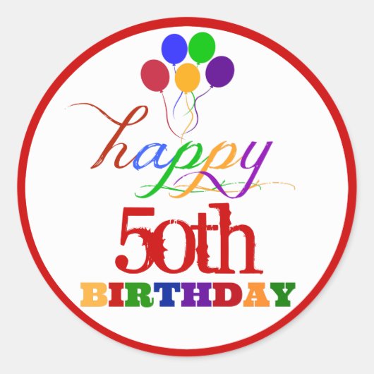 Happy Birthday-stickers met aangepaste leeftijd Ronde Sticker (Voorkant)