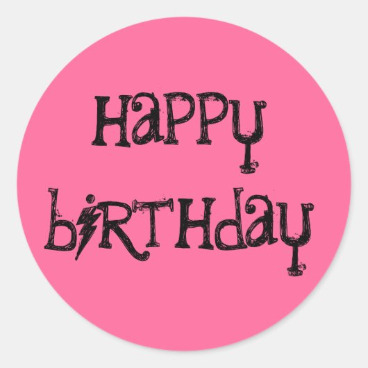Happy Birthday stickers schetsmatige tekst (Voorkant)