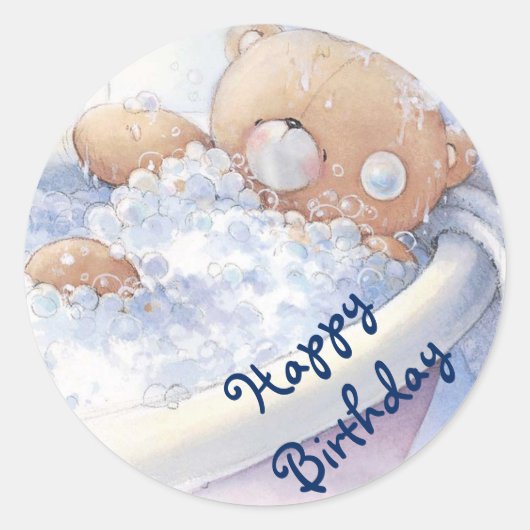 Happy Birthday/Stickers/Teddy Bear Ronde Sticker (Voorkant)