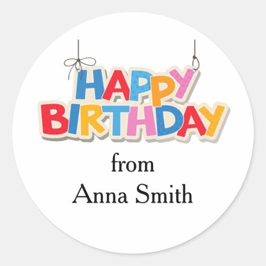 Happy Birthday Stickers voor cadeaus (Voorkant)