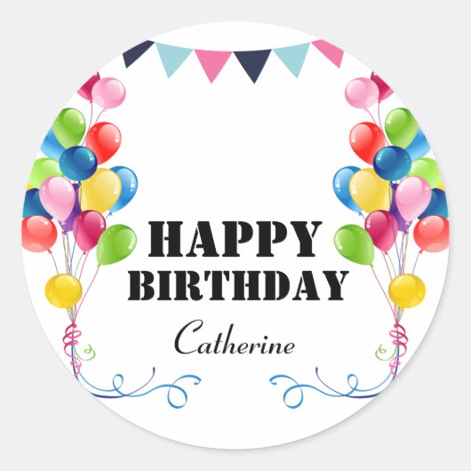 Happy Birthday  Stickers voor cadeaus (Voorkant)