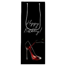 Happy Birthday-Stiletto met wijn Cadeautas