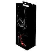 Happy Birthday-Stiletto met wijn Wijn Cadeautas (Voorkant Gekanteld)