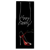 Happy Birthday-Stiletto met wijn Wijn Cadeautas (Voorkant)