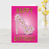 Happy Birthday Stiletto Rozen Toegewijd & Ext Pic Kaart (Gele Bloem)