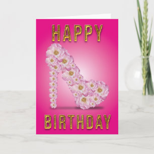 Happy Birthday Stiletto Rozen Toegewijd & Ext Pic Kaart