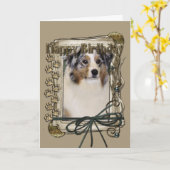 Happy Birthday - Stone Paws - Australian Shepherd Kaart (Gele Bloem)