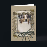 Happy Birthday - Stone Paws - Australian Shepherd Kaart<br><div class="desc">What could say Happy Birthday better than this Australian Shepherd Dog helping you to celebrate.</div>