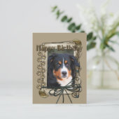 Happy Birthday - Stone Paws - Bernese Mountain Dog Briefkaart (Staand voorkant)