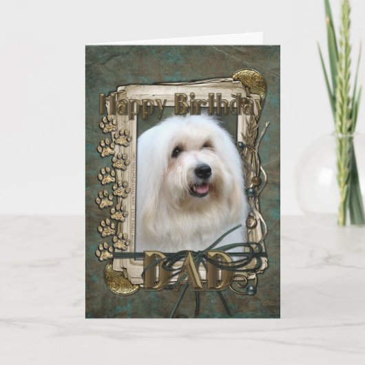 Happy Birthday - Stone Paws - Coton de Tulear-Dad Kaart (Voorkant)