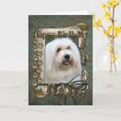 Happy Birthday - Stone Paws - Coton de Tulear-Dad Kaart (Gele Bloem)