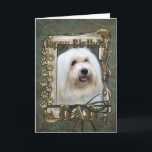 Happy Birthday - Stone Paws - Coton de Tulear-Dad Kaart<br><div class="desc">What could say Happy Birthday better than this Coton de Tulear Dog helping you to celebrate. How would you enjoy a day with your friends and their fur? Have heeft een fun day and earn a FREE Gift! Pick a date and an area at your home where I can set...</div>