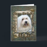 Happy Birthday - Stone Paws - Coton de Tulear-Dad Kaart<br><div class="desc">What could say Happy Birthday better than this Coton de Tulear Dog helping you to celebrate. How would you enjoy a day with your friends and their fur? Have heeft een fun day and earn a FREE Gift! Pick a date and an area at your home where I can set...</div>
