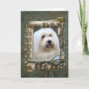 Happy Birthday - Stone Paws - Coton de Tulear-Dad Kaart
