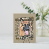 Happy Birthday - Stone Paws - German Shepherd Briefkaart (Staand voorkant)