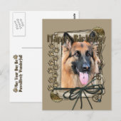Happy Birthday - Stone Paws - German Shepherd Briefkaart (Voorkant / Achterkant)