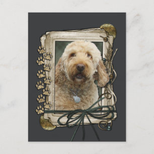 Happy Birthday - Stone Paws - GoldenDoodle Briefkaart