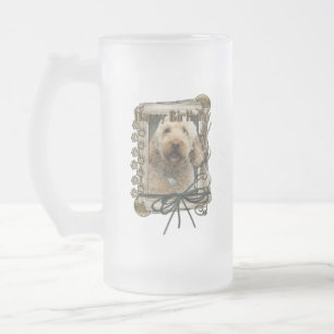 Happy Birthday - Stone Paws - GoldenDoodle Matglas Bierpul