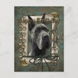 Happy Birthday - Stone Paws - Great Dane - Grey Briefkaart