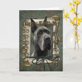 Happy Birthday - Stone Paws - Great Dane - Grey Kaart (Gele Bloem)