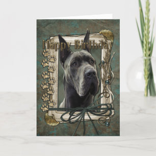 Happy Birthday - Stone Paws - Great Dane - Grey Kaart