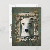 Happy Birthday - Stone Paws - Whippet Briefkaart (Voorkant / Achterkant)