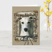 Happy Birthday - Stone Paws - Whippet Kaart (Gele Bloem)