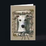 Happy Birthday - Stone Paws - Whippet Kaart<br><div class="desc">What could say Happy Birthday better than this Whippet Dog helping you to celebrate.</div>