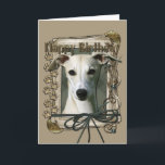 Happy Birthday - Stone Paws - Whippet Kaart<br><div class="desc">What could say Happy Birthday better than this Whippet Dog helping you to celebrate.</div>