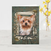 Happy Birthday - Stone Paws - Yorkshire Terrier Kaart (Gele Bloem)