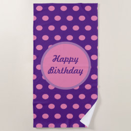 Happy Birthday strandlaken (Paarse & roze)