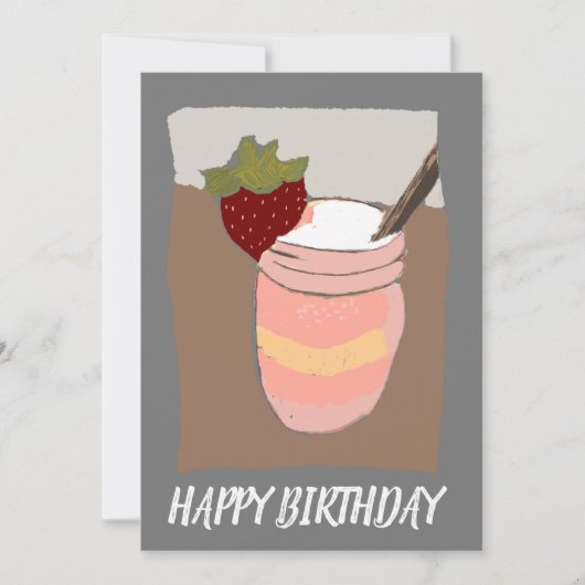 Happy Birthday Strawberry Milk Shake Illustratie Kaart (Voorkant)