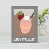 Happy Birthday Strawberry Milk Shake Illustratie Kaart (Staand voorkant)