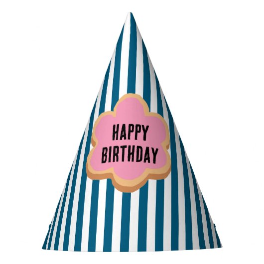 Happy Birthday Stripe Sugar Cookie Feesthoedjes (Voorkant)