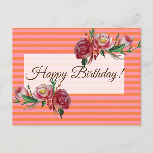 Happy Birthday Stripes Briefkaart (Voorkant)