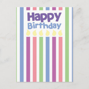 Happy Birthday stripey-kaart Briefkaart