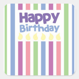 Happy Birthday stripey-kaart Vierkante Sticker