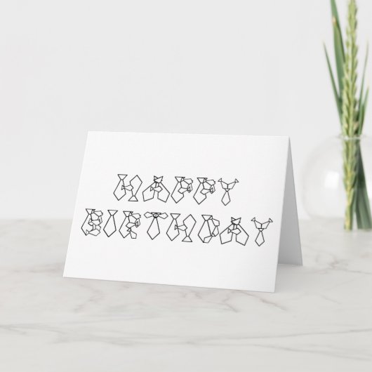 Happy Birthday Stropdas Font Gevouwen Wenskaart Kaart (Voorkant)
