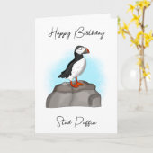 Happy Birthday Stud Puffin | Funny Pun Kaart (Gele Bloem)
