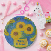 Happy Birthday Stunning Sunflower Papieren Bordje (Feest)
