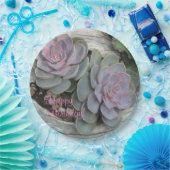 Happy Birthday Succulent Papieren Bordje (Feest)
