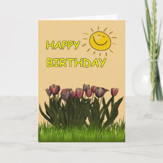 Happy Birthday Sun and Flowers Kaart