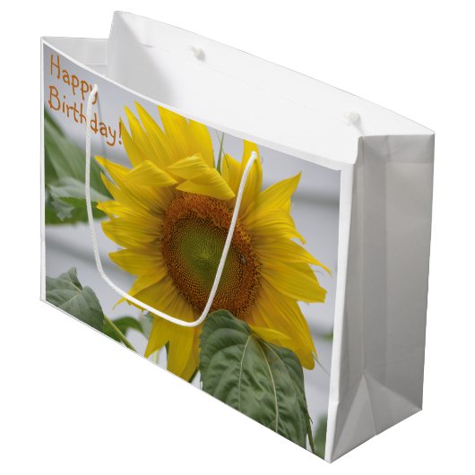 Happy Birthday Sunflower Groot Cadeauzakje (Voorkant Gekanteld)