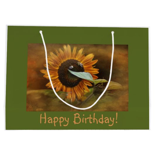 Happy Birthday Sunflower Groot Cadeauzakje (Achterkant)