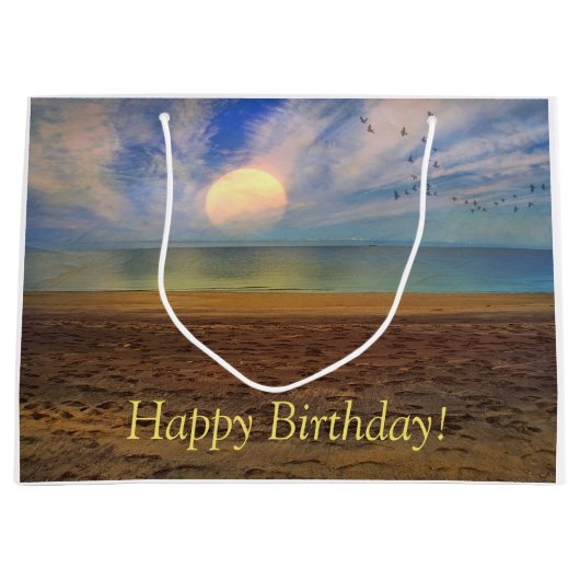 Happy Birthday Sunset Beach Groot Cadeauzakje (Voorkant)