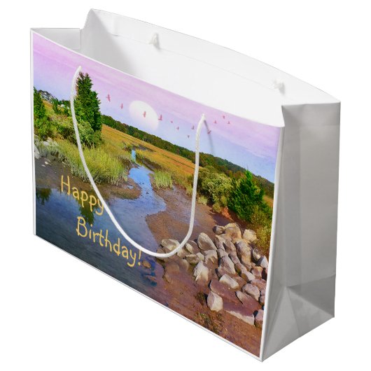 Happy Birthday Sunset Beach Groot Cadeauzakje (Achterkant Gekanteld)